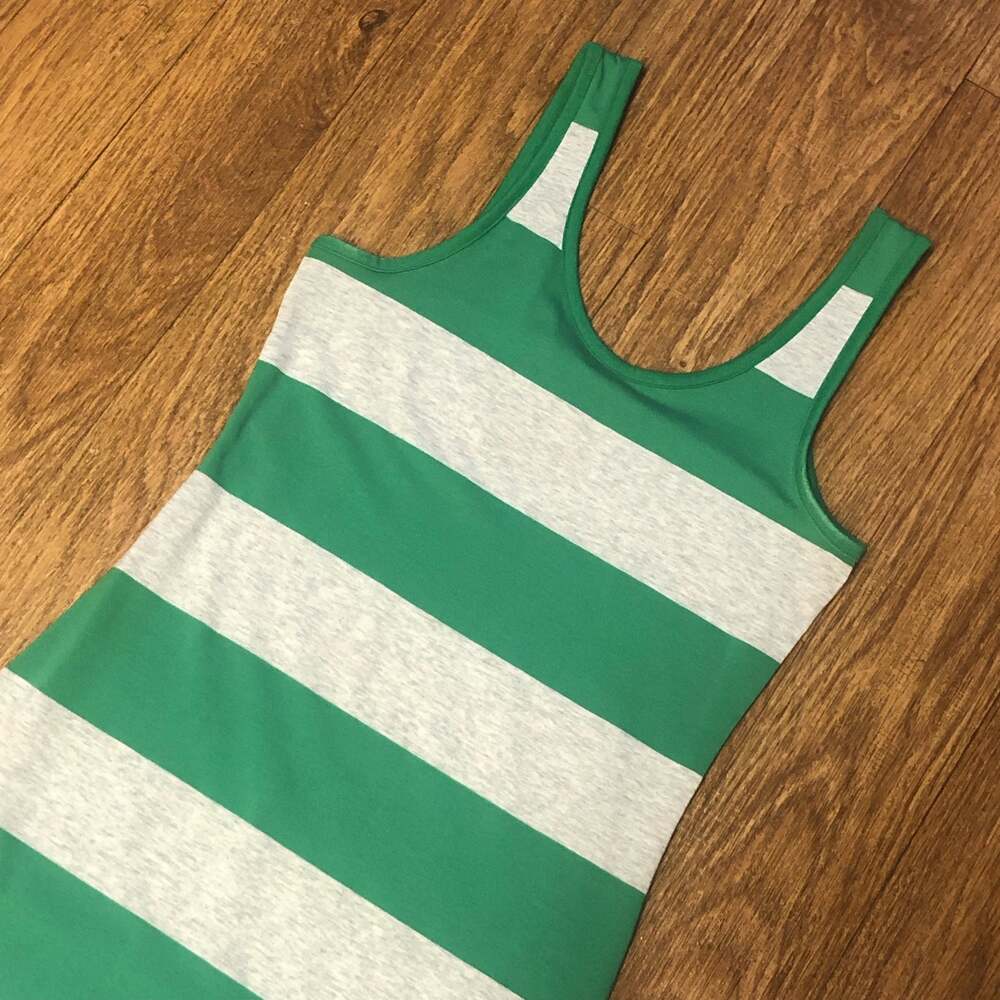 Derek Heart Gray Green Striped Sleeveless Maxi Dress Size Medium